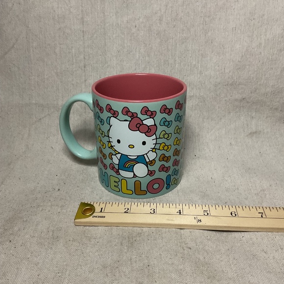 Hello kitty Rainbow pattern Blue teal mug - Picture 5 of 5
